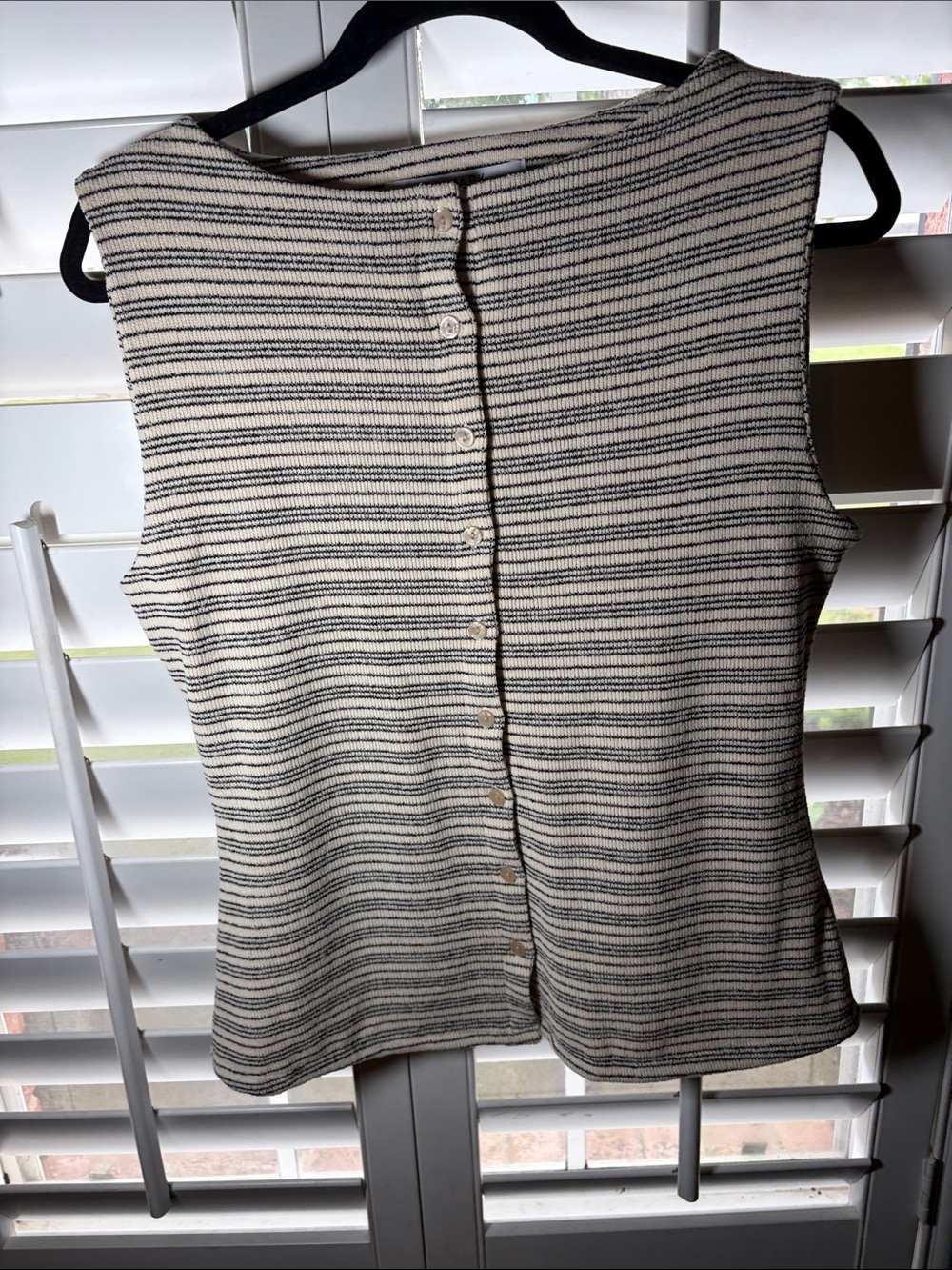 Primark Cream & Black Striped Button-Back Tank